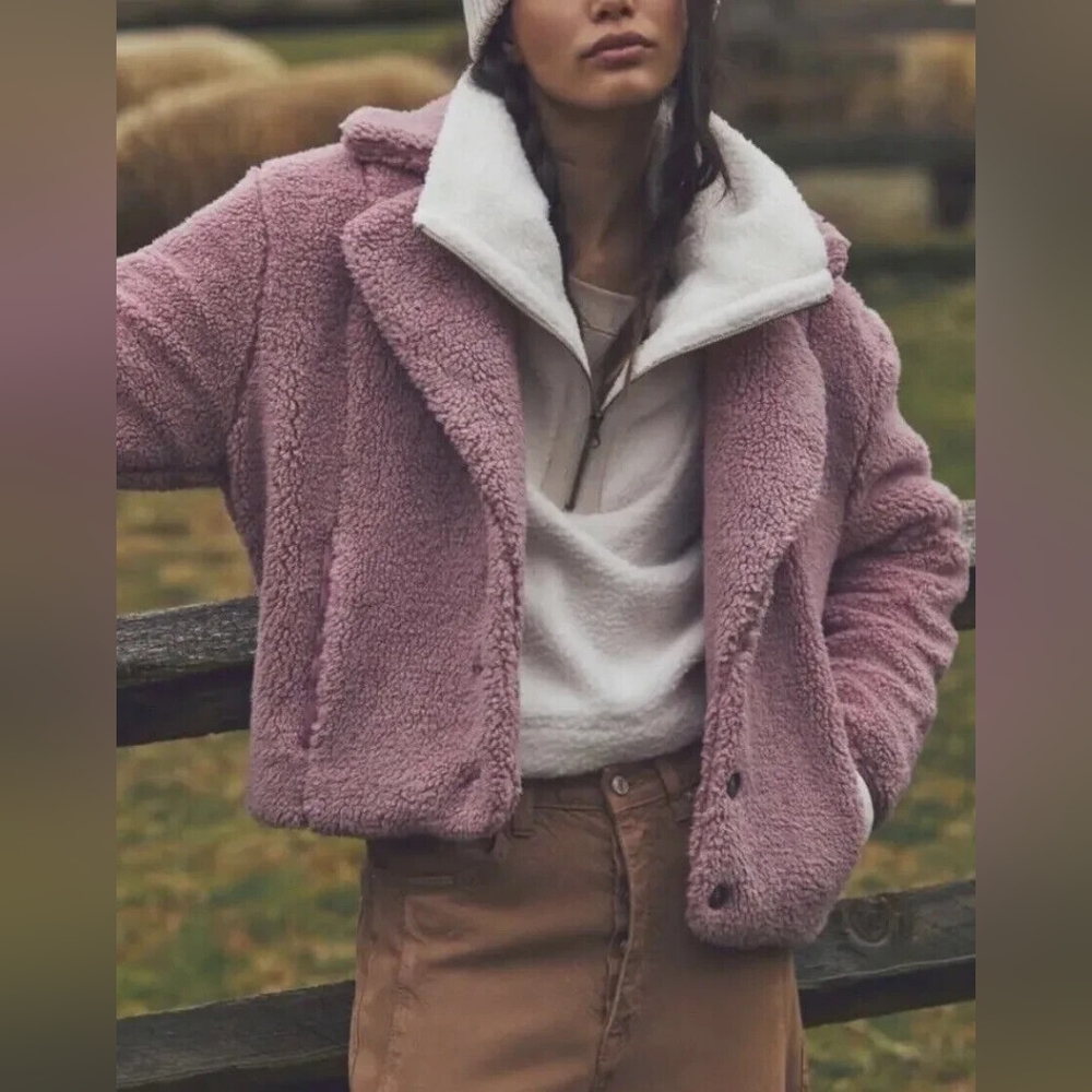 Free People Joplin Pink Sherpa Jacket S